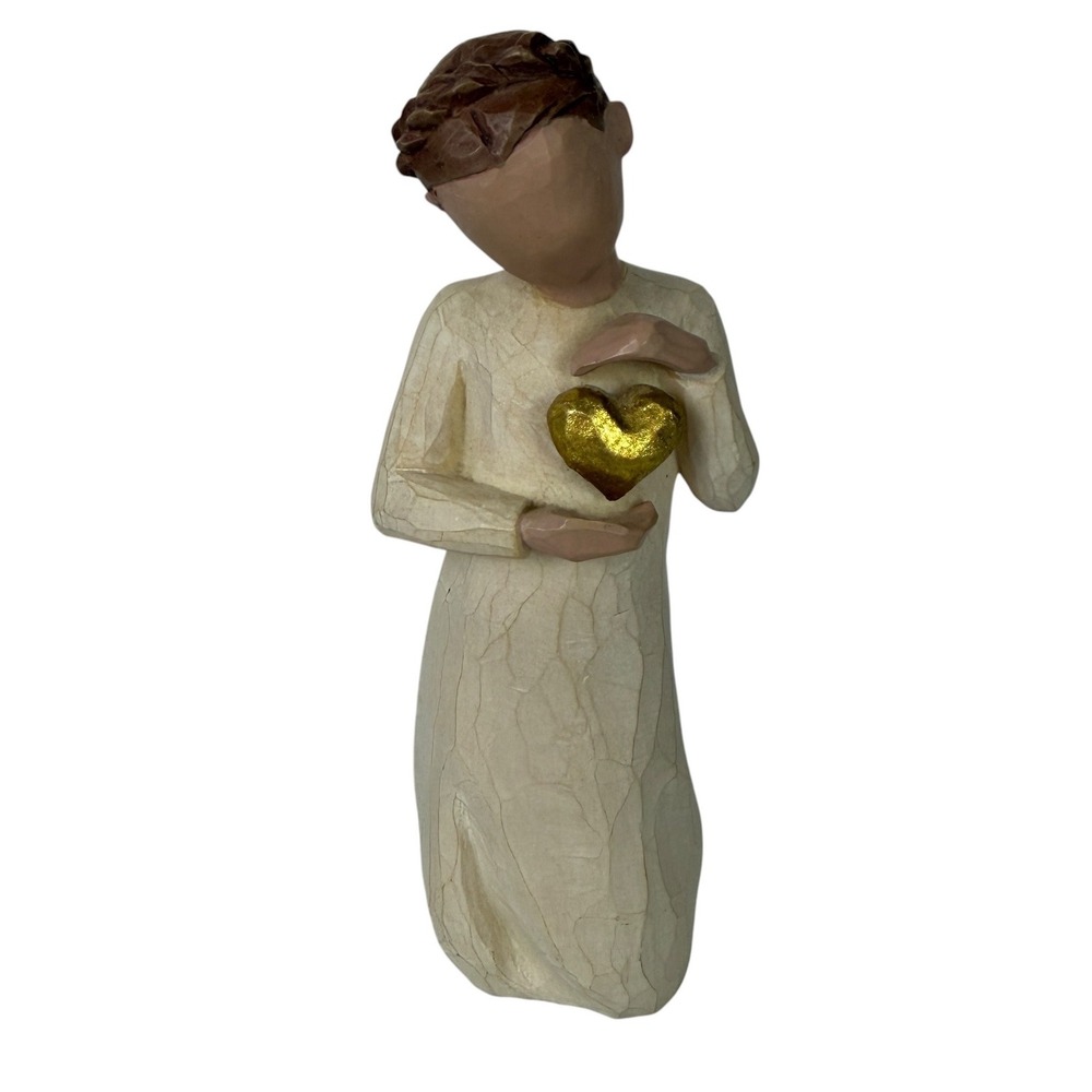 Willow‎ Tree Keepsake Girl Figurine Gold Heart Susan Lordi Demdaco 2004 5.5 Inch